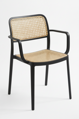 Black and Beige Rattan Armchair