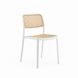 Silla de Ratán Blanca y Beige