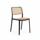Black and Beige Rattan Chair
