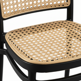 Cadeira Rattan Preta e Bege