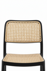 Cadeira Rattan Preta e Bege