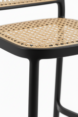 Detalhe da estrutura da Banqueta Rattan Preta e Bege