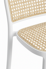 Detalhe da estrutura da Banqueta Rattan Branca e Bege