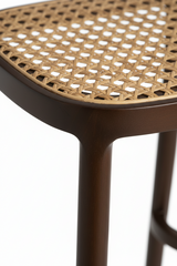 Detalhe da estrutura da Banqueta Rattan Marrom e Bege