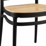 Cadeira Rattan Preta e Bege