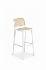Taburete de Ratán Blanco y Beige
